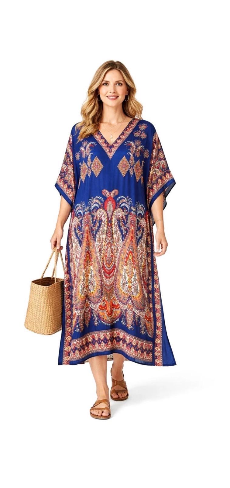 Royal Blue Boho Paisley Kaftan
