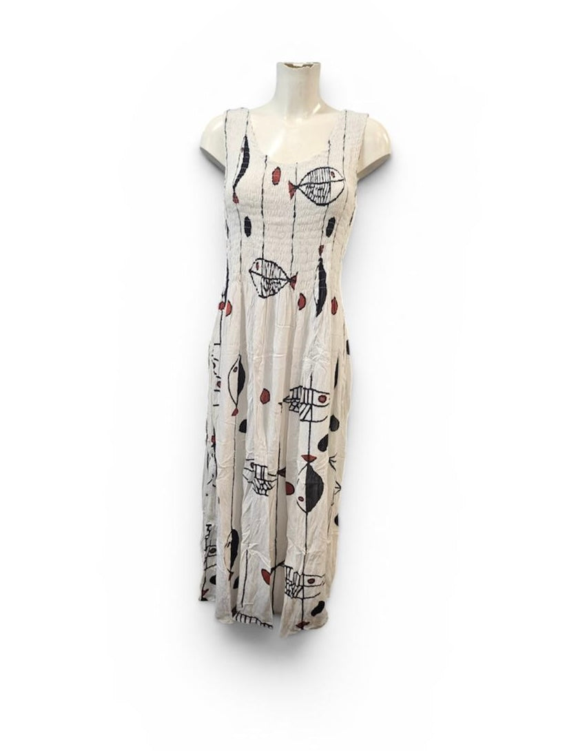 Fish Karetta Dress white/black/red