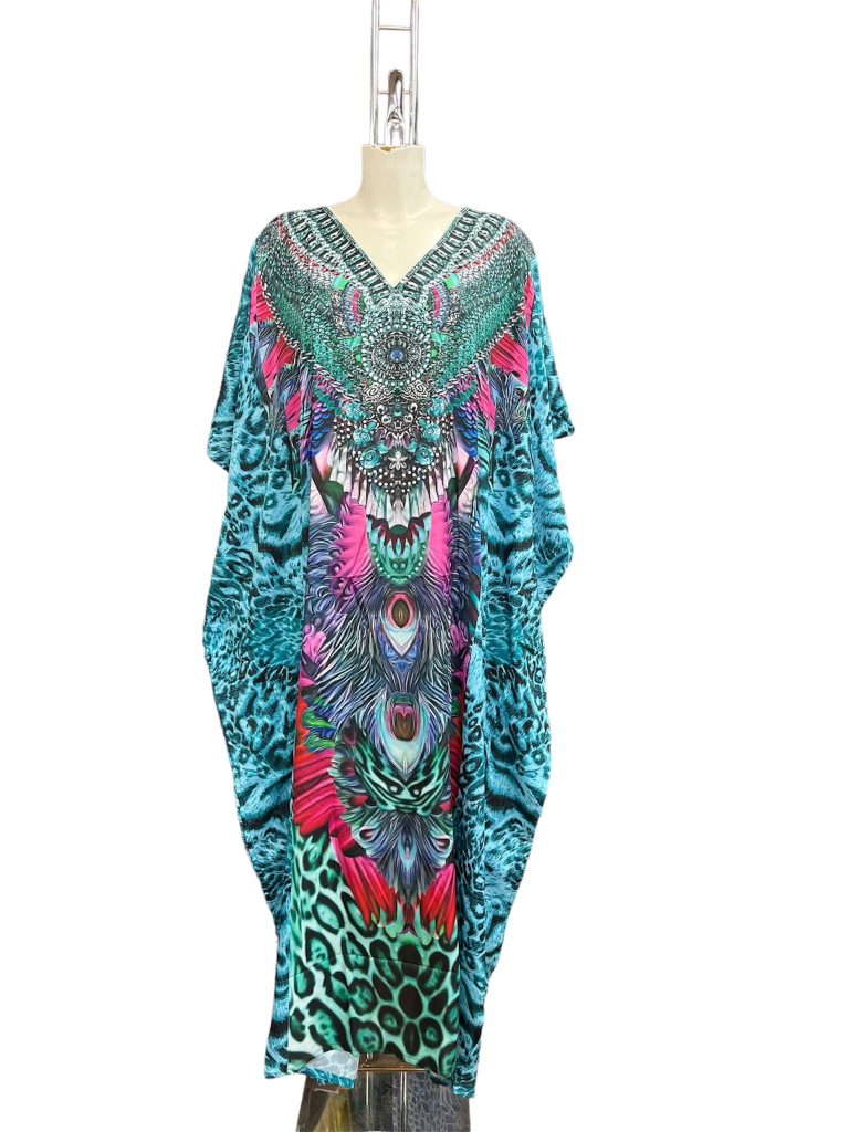 Blue Jewelled Leopard Kaftan