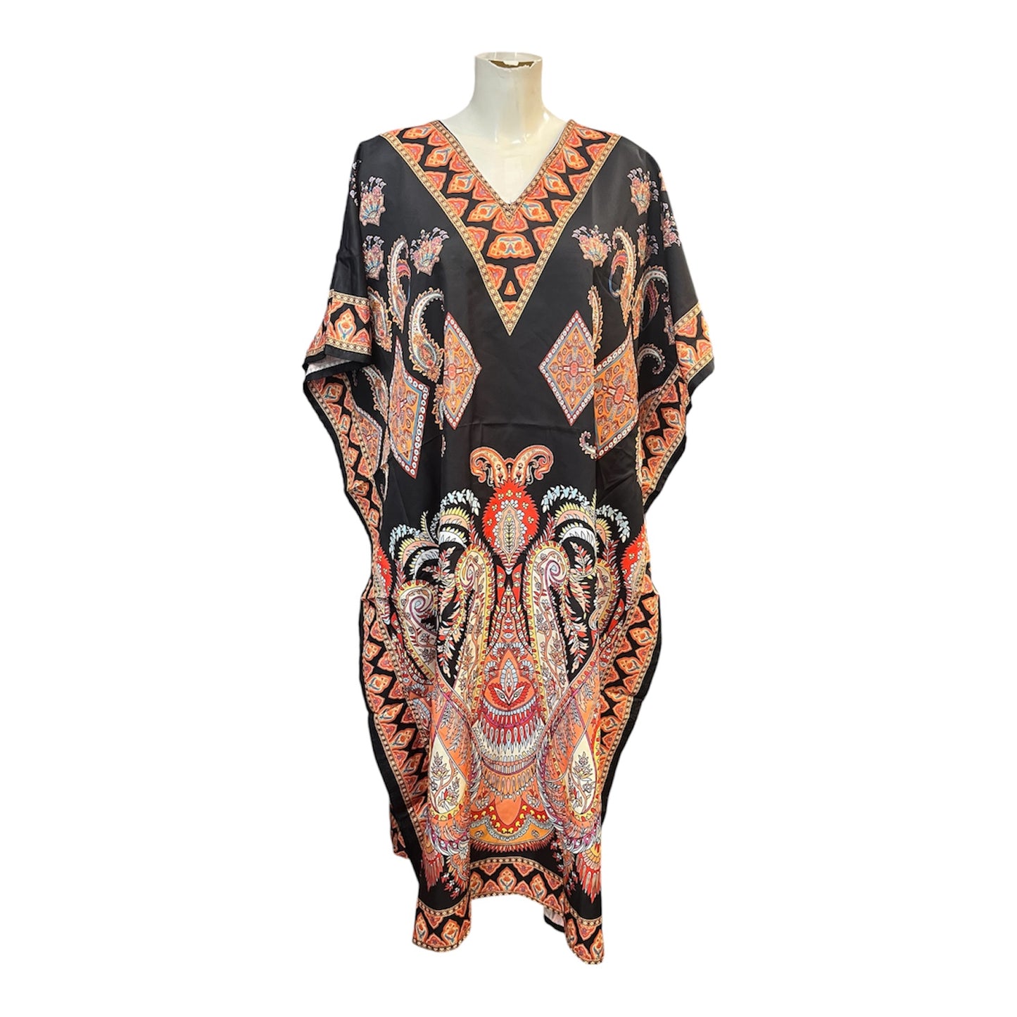 Black Boho Paisley Kaftan