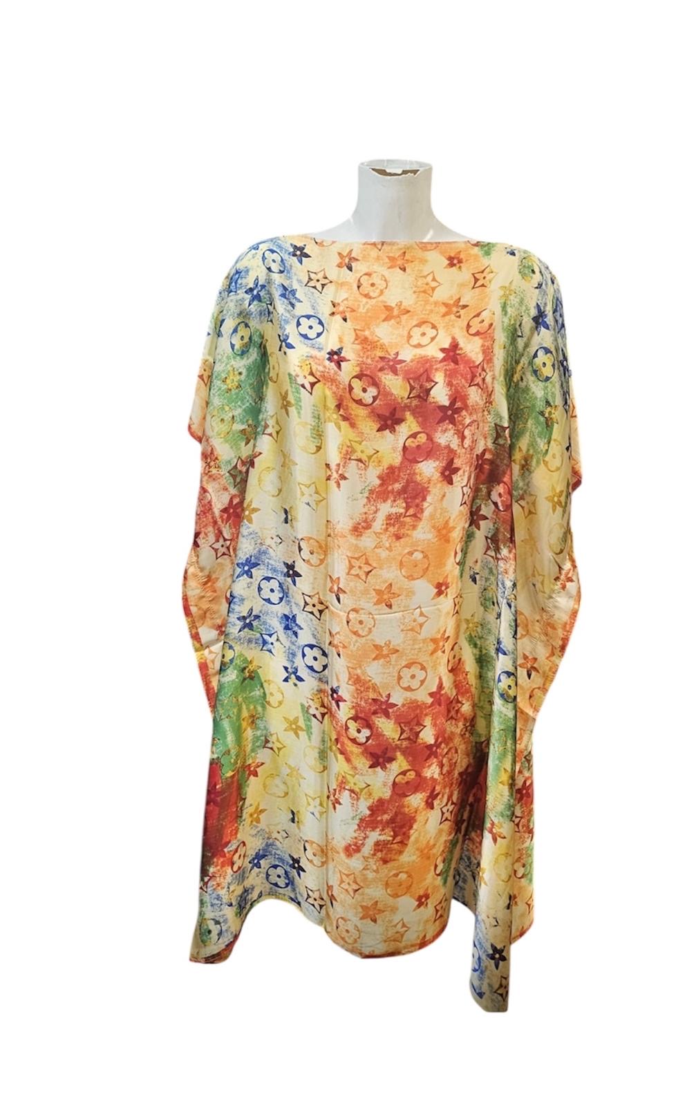 Watercolour star silky kaftan (amber)