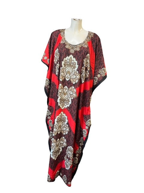 Red and brown mandala kaftan