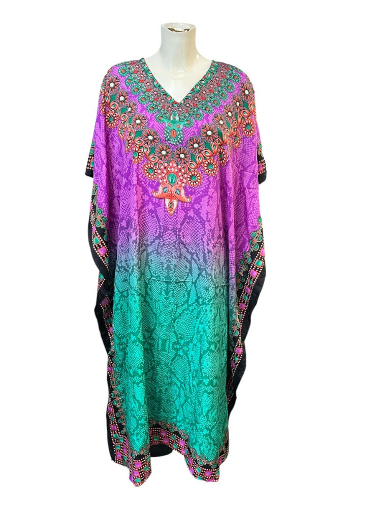 purple/teal jewelled kaftan