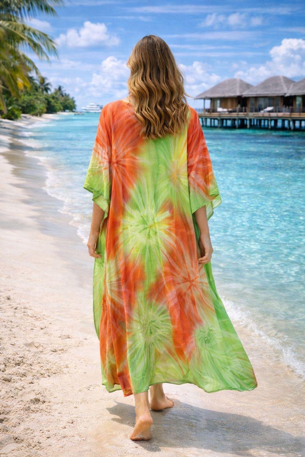 Orange and Green Splash Kaftan