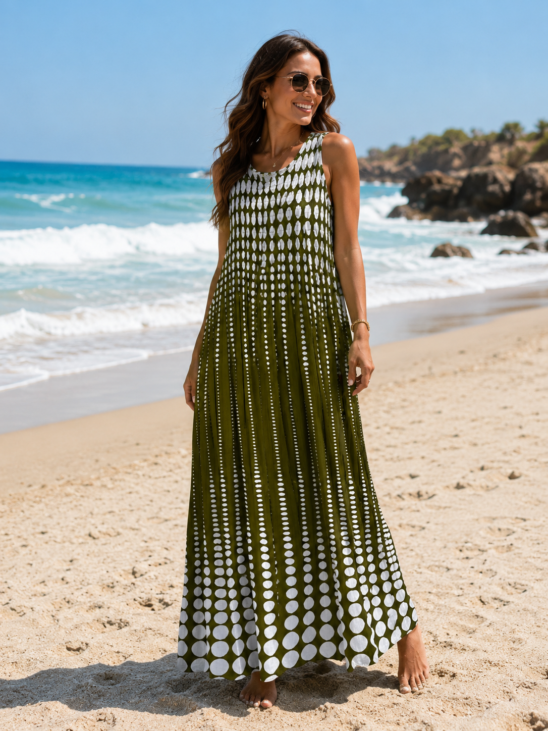 Karetta khaki dot dress