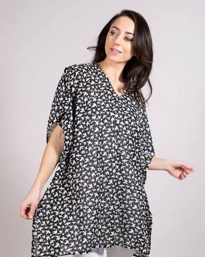 Tara Short Kaftan Black Beaded