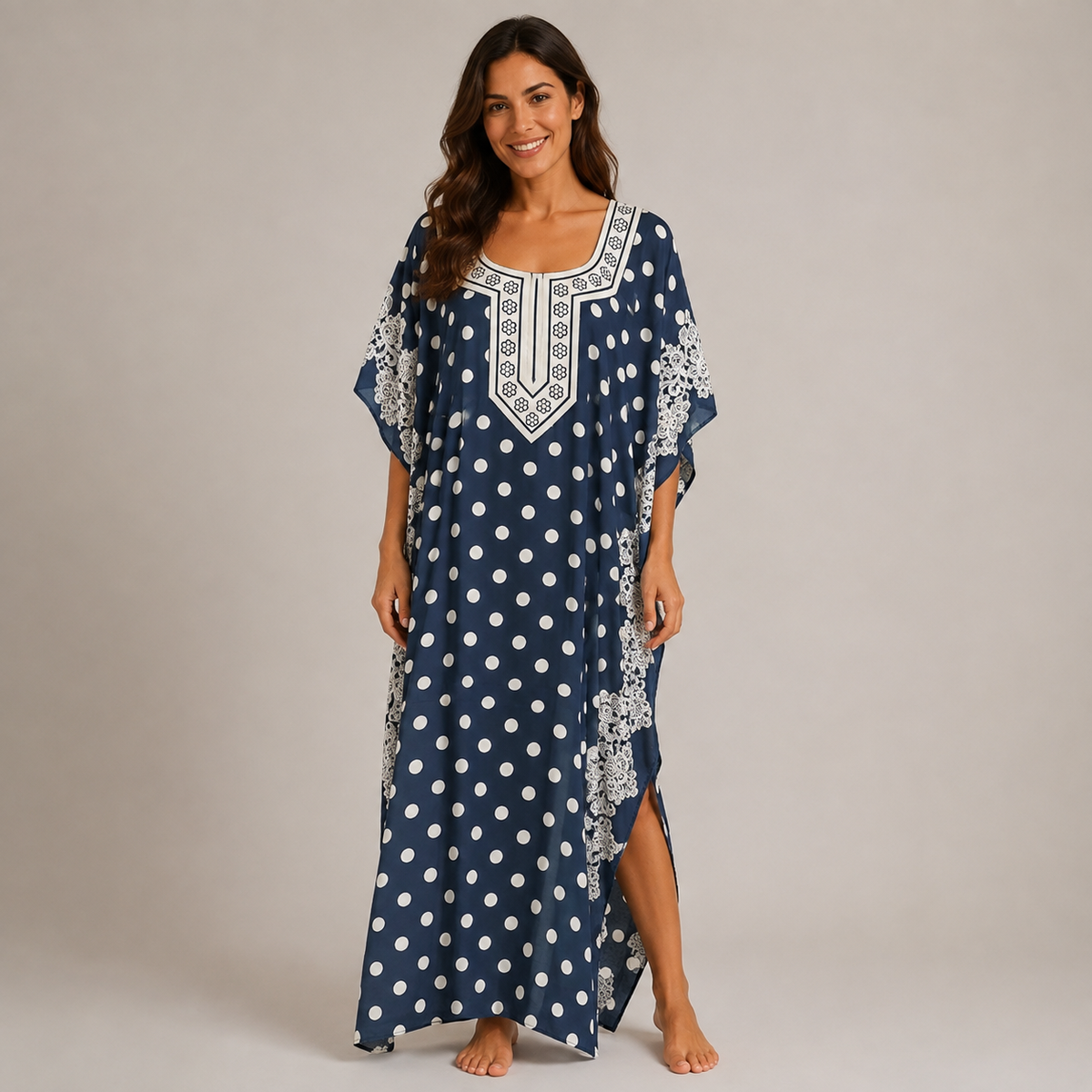 Navy Polka Dot Kaftan