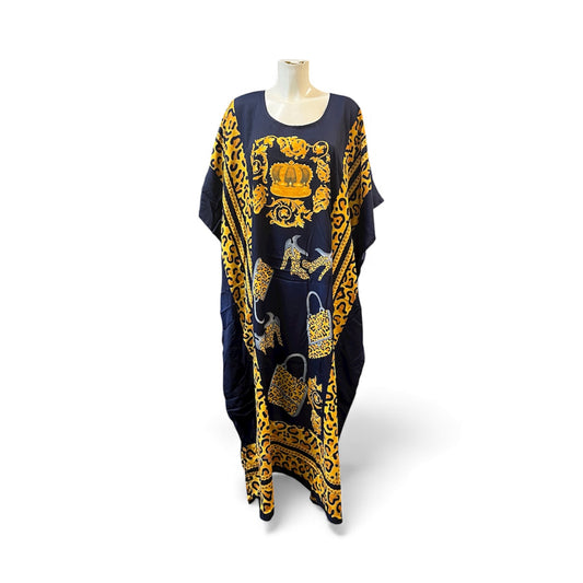 Black and gold leopard accessories kaftan