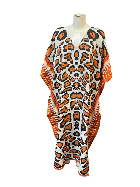 Leopard orange kaftan