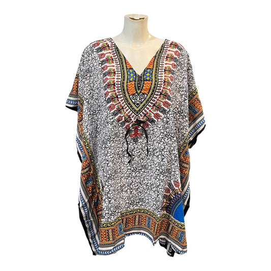White and blue tribal short kaftan