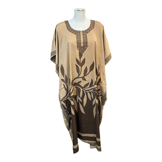 Brown Leaf Border Kaftan