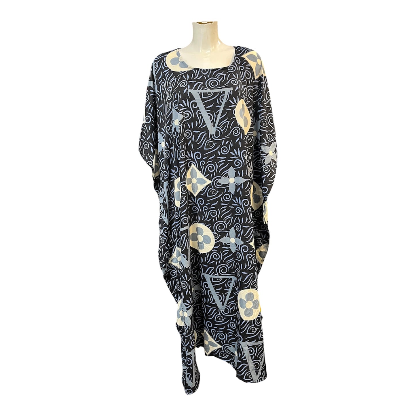 Blue geometric swirl kaftan