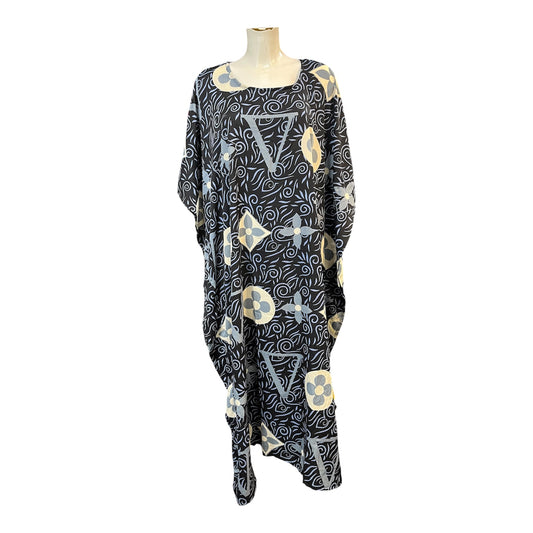 Blue geometric swirl kaftan