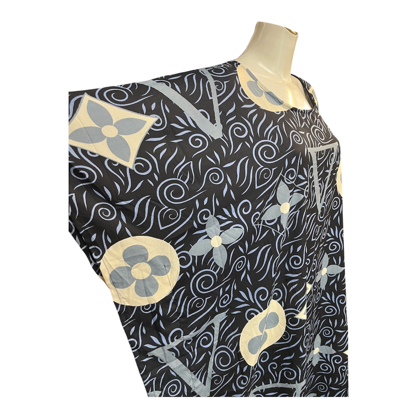 Blue geometric swirl kaftan
