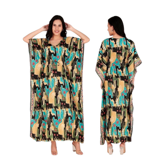 Boho Abstract Silk Kaftan
