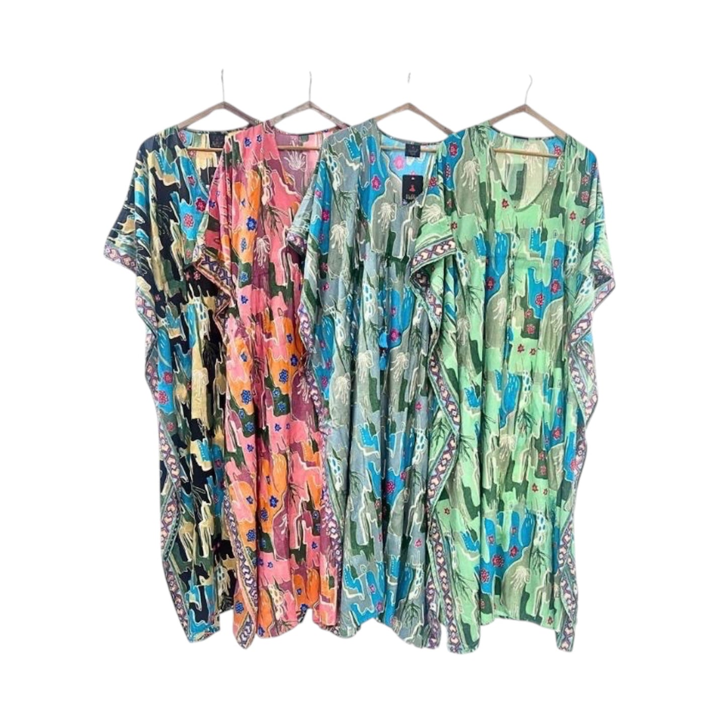 Boho Abstract Silk Kaftan