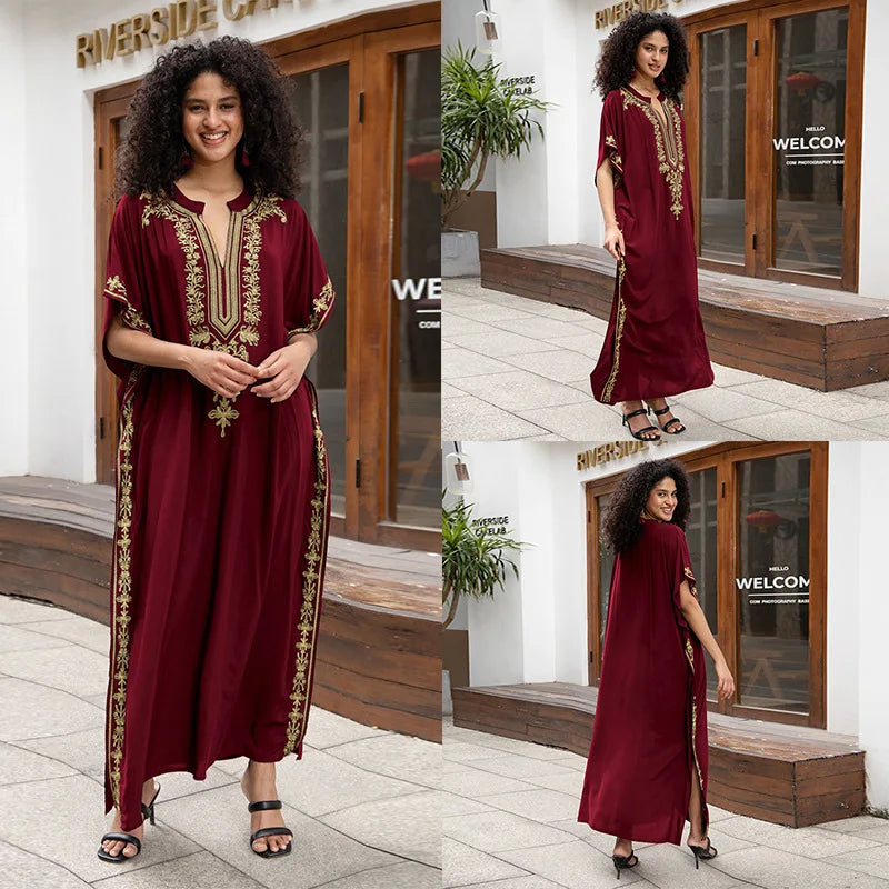 Cotton embroidered kaftan