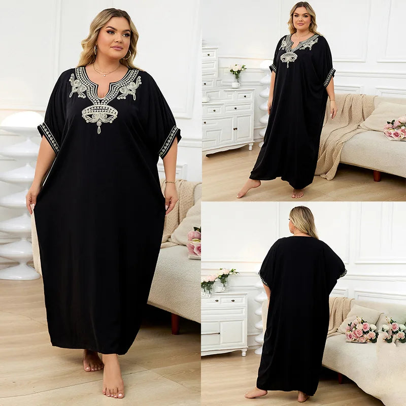 Cotton embroidered kaftan