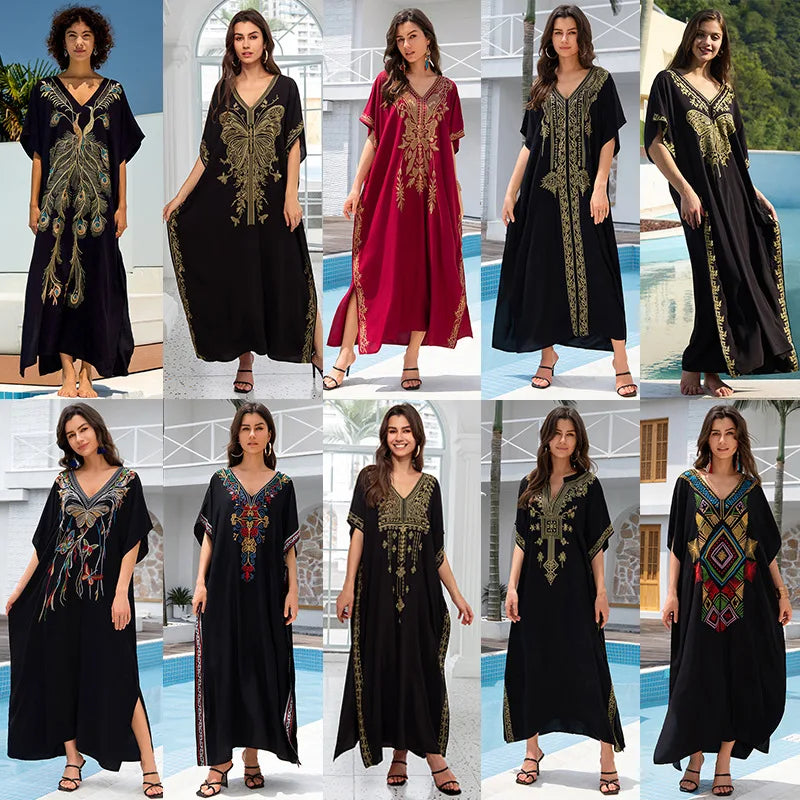 Cotton embroidered kaftan