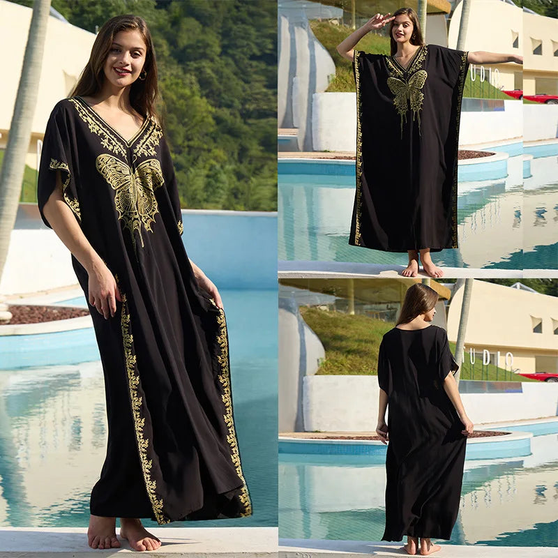 Cotton embroidered kaftan