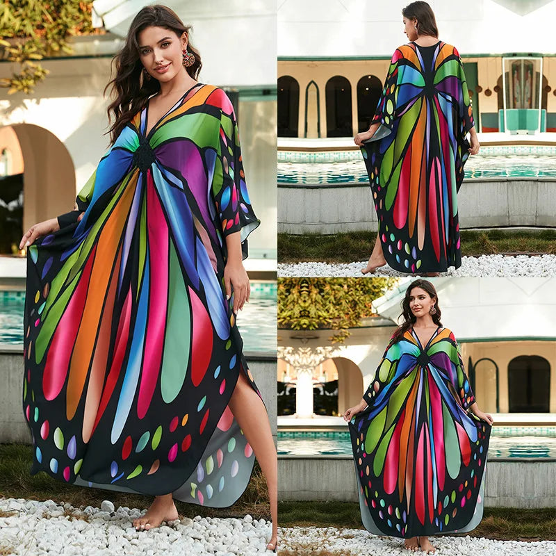 Tropical beach kaftan cover-up