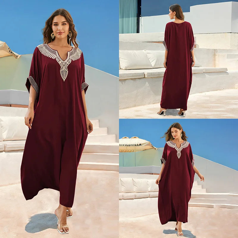 Cotton embroidered kaftan