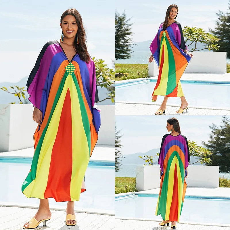 Tropical beach kaftan cover-up