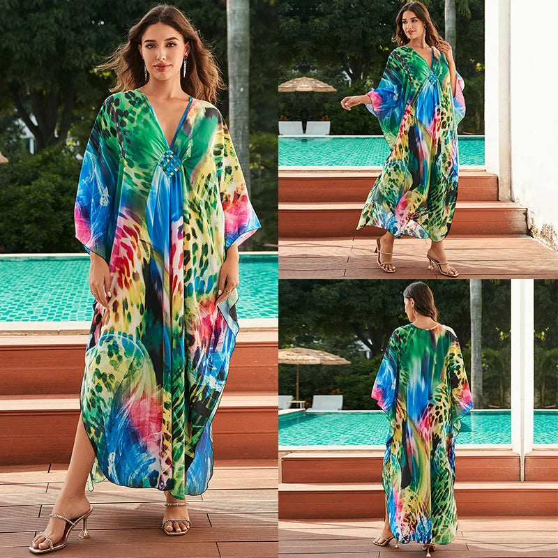 Tropical beach kaftan cover-up