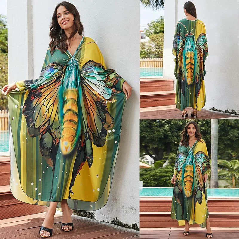 Tropical beach kaftan cover-up