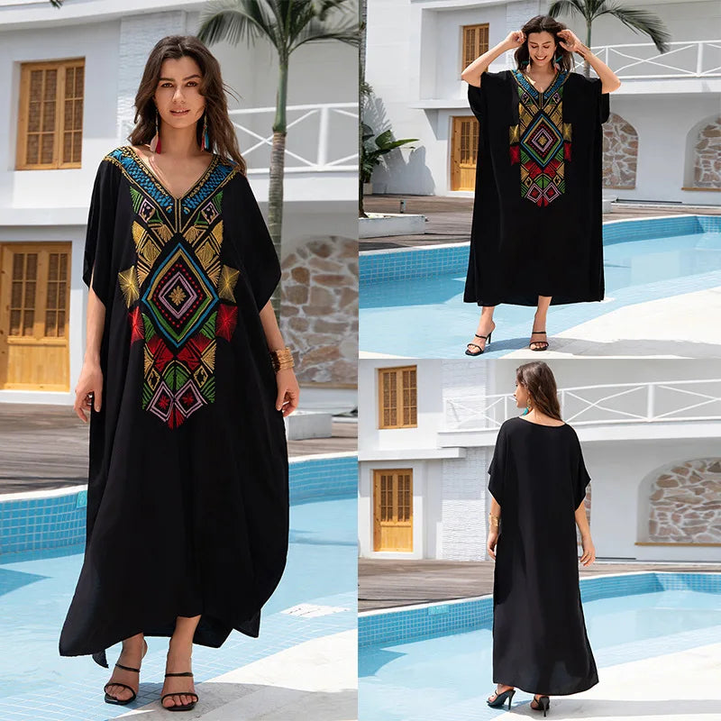 Cotton embroidered kaftan