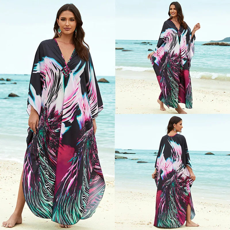 Tropical beach kaftan cover-up