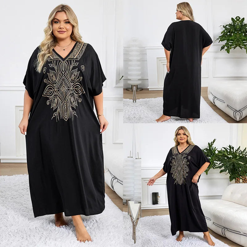 Cotton embroidered kaftan
