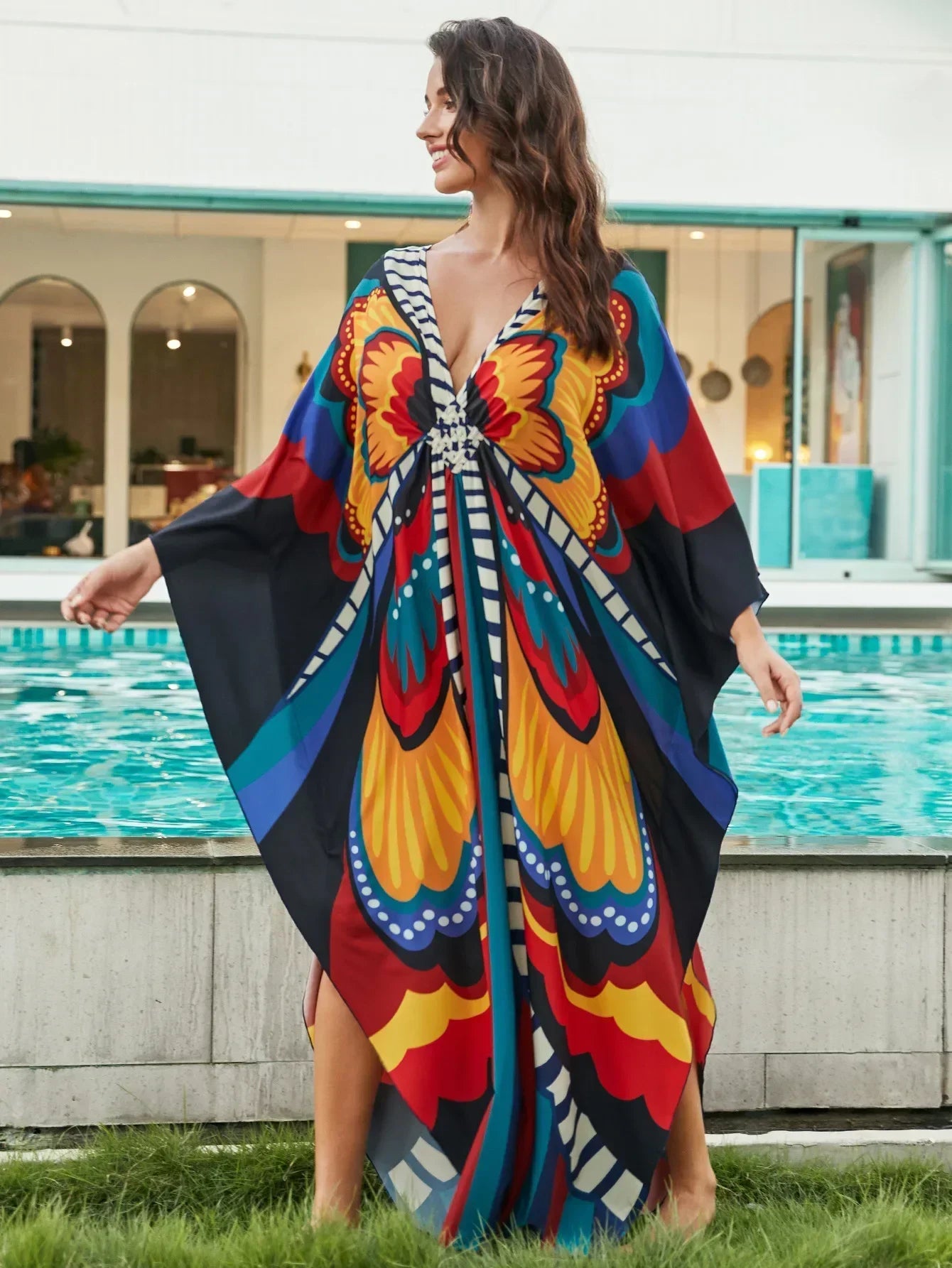 Tropical beach kaftan cover-up