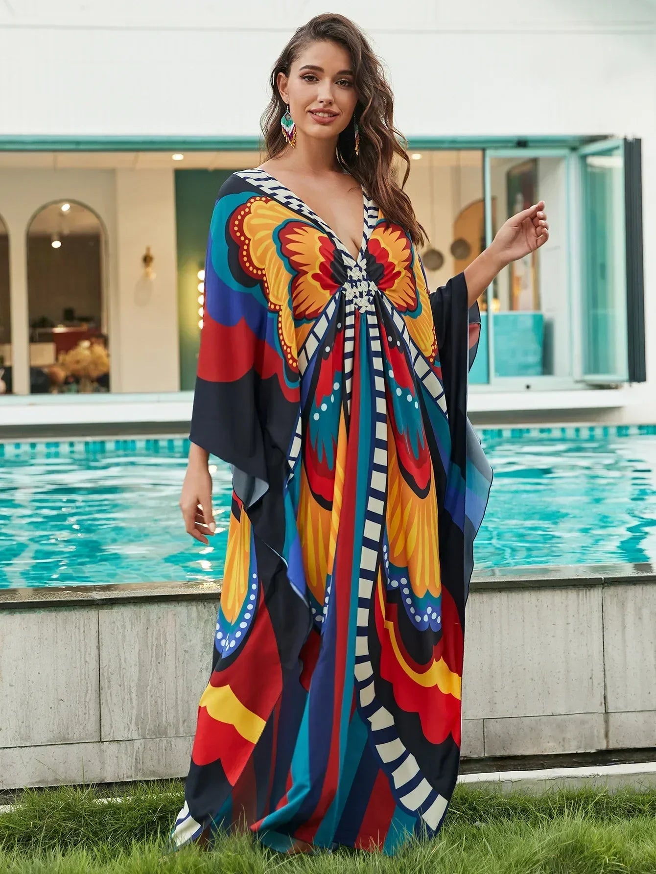 Tropical beach kaftan cover-up