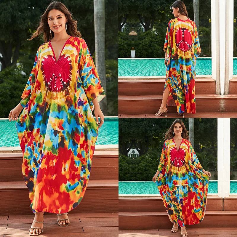 Tropical beach kaftan cover-up