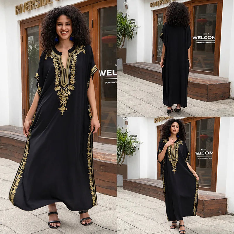 Cotton embroidered kaftan