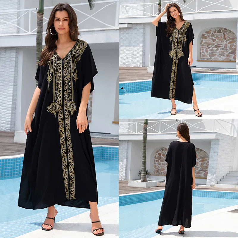 Cotton embroidered kaftan