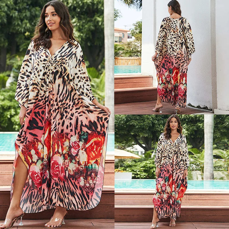 Tropical beach kaftan cover-up