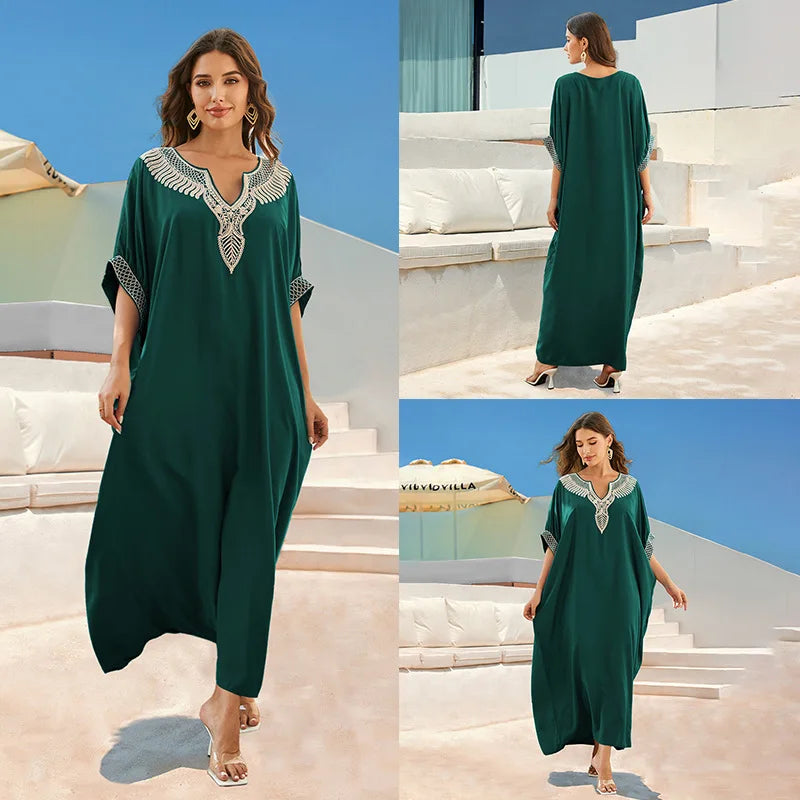 Cotton embroidered kaftan