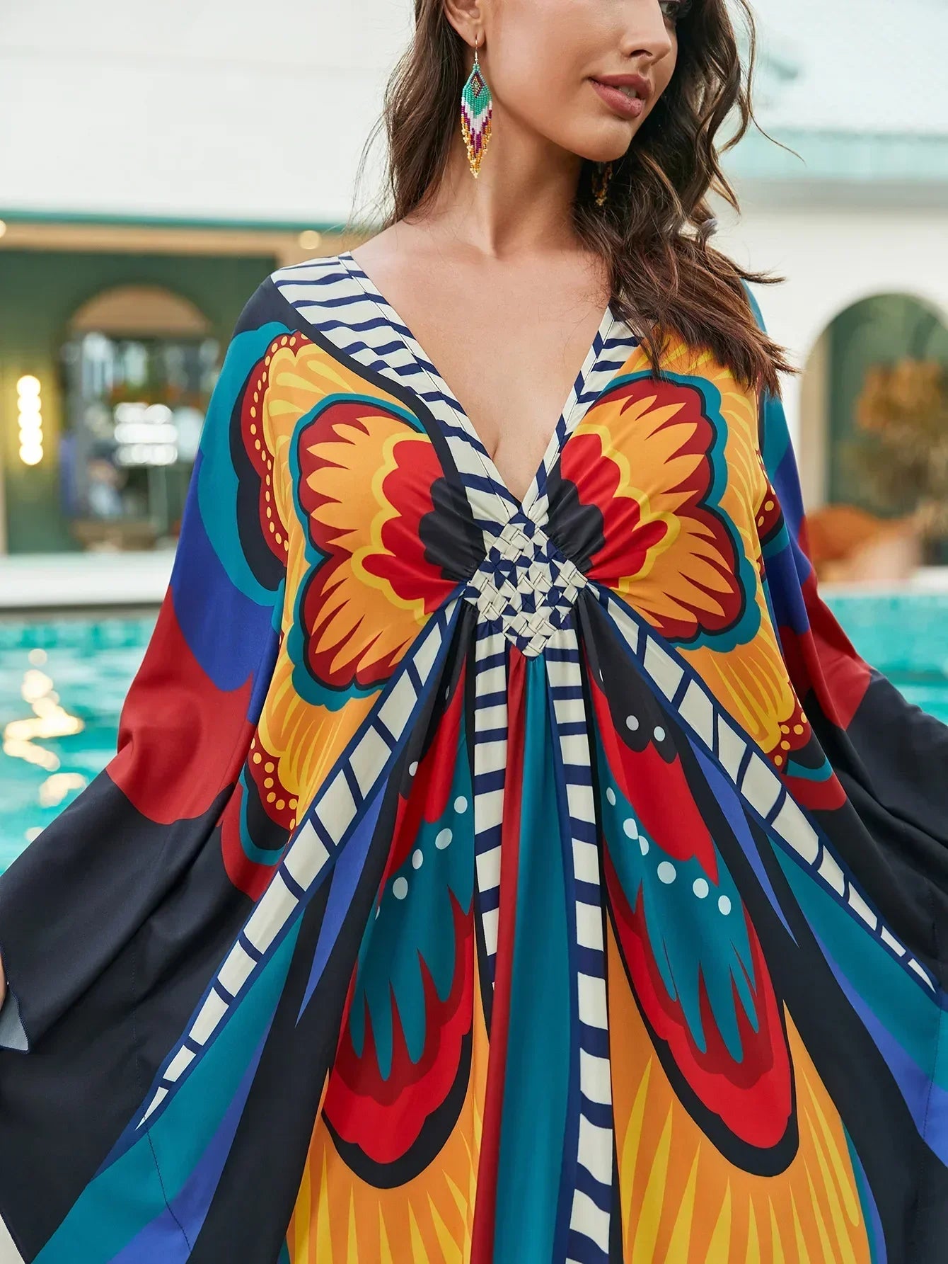 Tropical beach kaftan cover-up