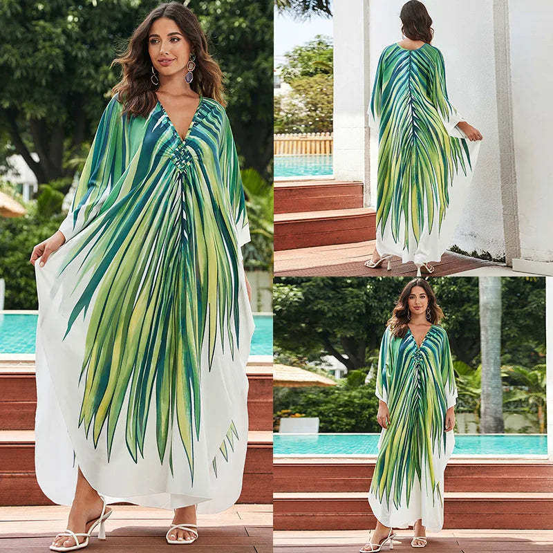 Tropical beach kaftan cover-up
