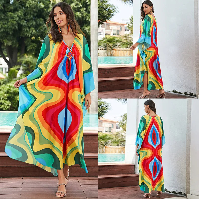 Tropical beach kaftan cover-up