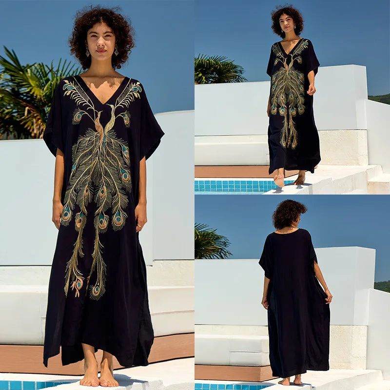 Cotton embroidered kaftan