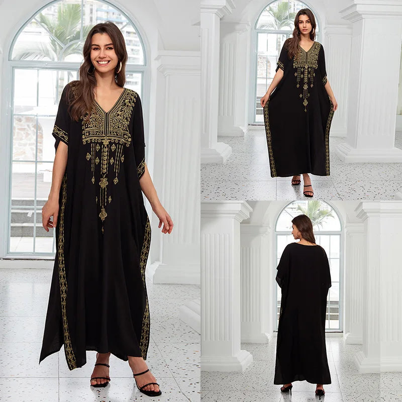 Cotton embroidered kaftan