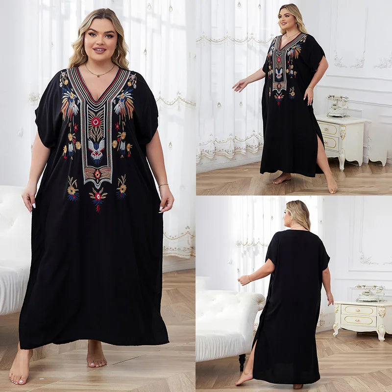 Cotton embroidered kaftan