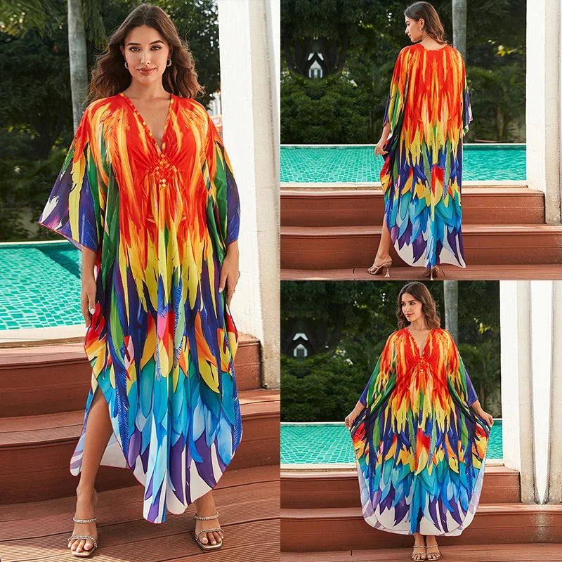 Tropical beach kaftan cover-up