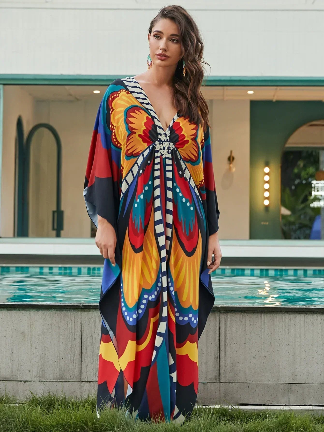 Tropical beach kaftan cover-up