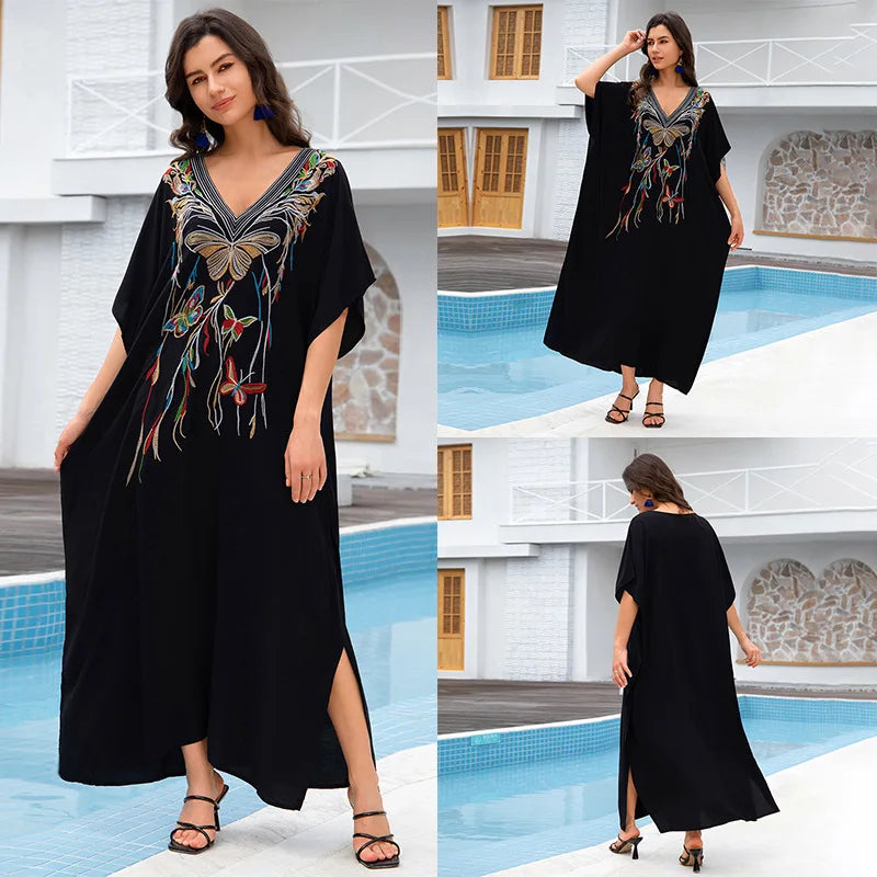 Cotton embroidered kaftan