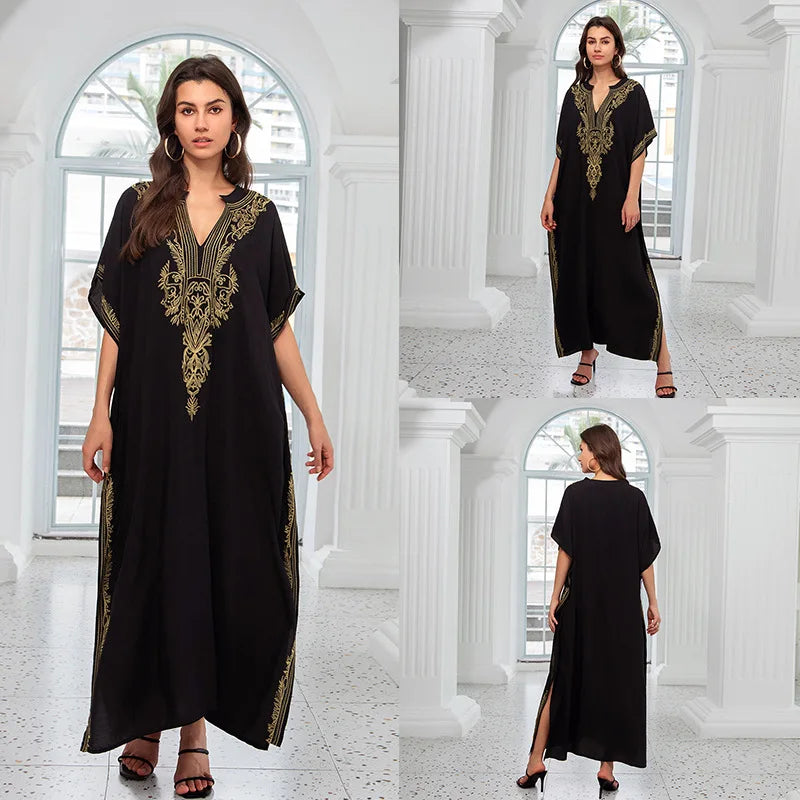 Cotton embroidered kaftan