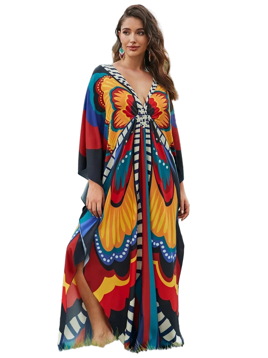 Tropical beach kaftan cover-up